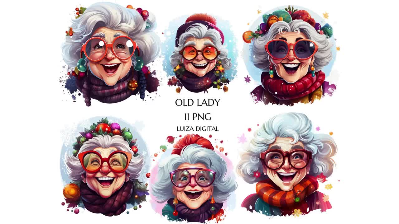 Funny old couple clipart, Old lady and old man, Crazy grandma and grandpa,  Family clipart, Valentines day couple, Whimsical couple