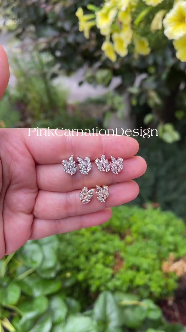 Crystal Carnation Earrings - Berry