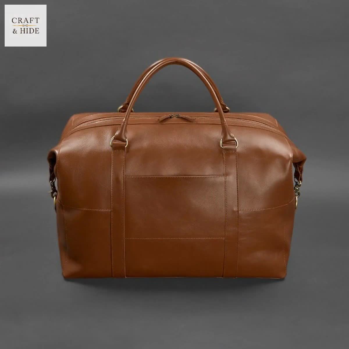 コーチスタイル ライトブラウン ダッフルバッグ - クラシックレザー