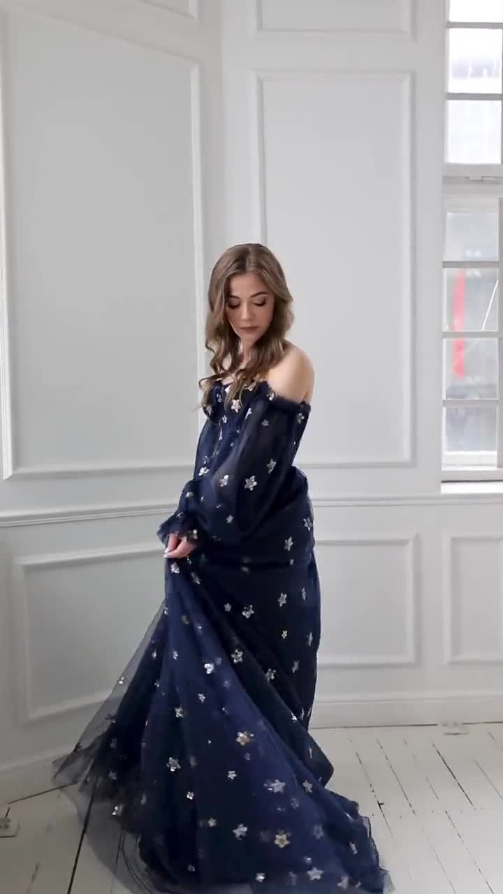Navy Blue Gown With Stars