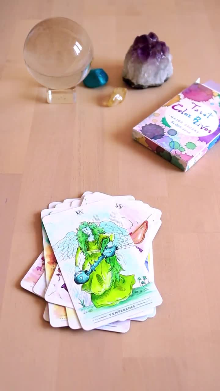 Watercolor Tarot Deck - 78 Major and Minor Arcana Cards - Color