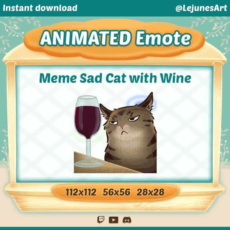 Animated Sad Cat Meme Emote: Twitch, Youtube, Discord (digital