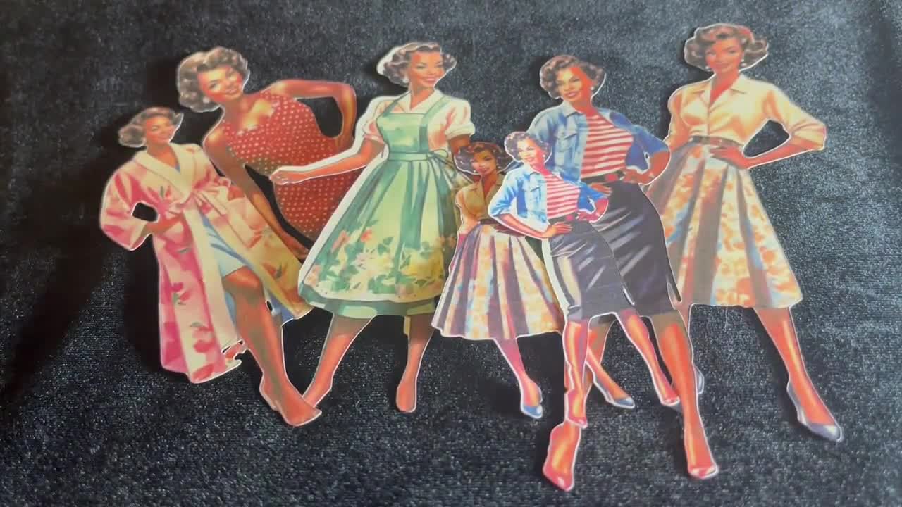 1950年代のファッションクリップアート：アフリカ系アメリカ人のレトロ