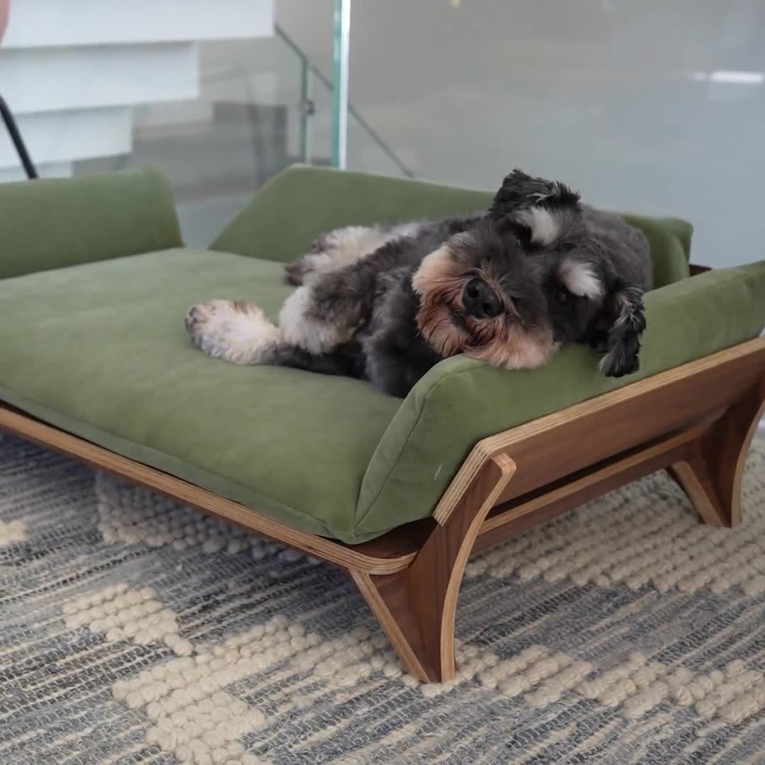 Nordic Japandi Walnut Wood Dog Couch, Small Pet Sofa - Etsy