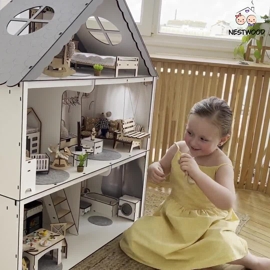 Enchanting Wooden Dollhouse With Ladder and Loft Unique Christmas Gift for  Girls 