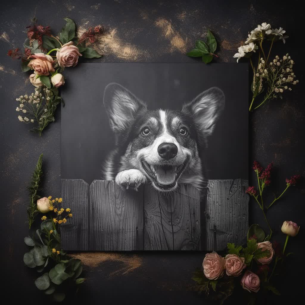 コーギー犬種の肖像画 2D 毛皮レーザー彫刻ファイル スレート PNG