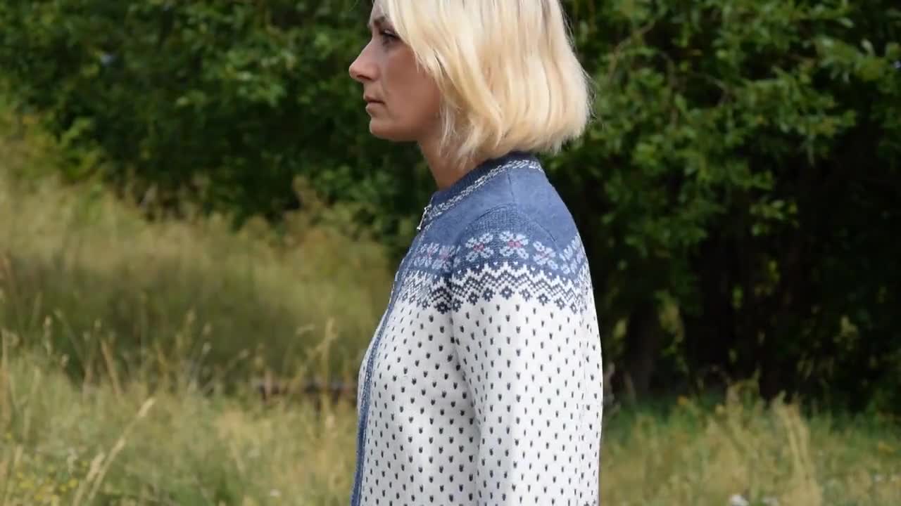 Buy Beautiful Cardigan on the Zipper With Fair Isle Pattern Blue Nordic  Jumper for Women Soft and Cozy Scandinavian Cardigan Woollana Online in  India 