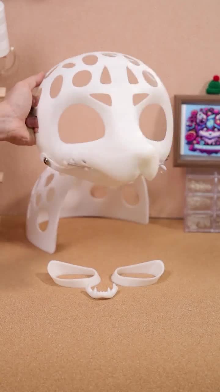 毛皮のファースーツ 動く顎 丸い目 ヘッドベース 3Dプリント (ケモノ