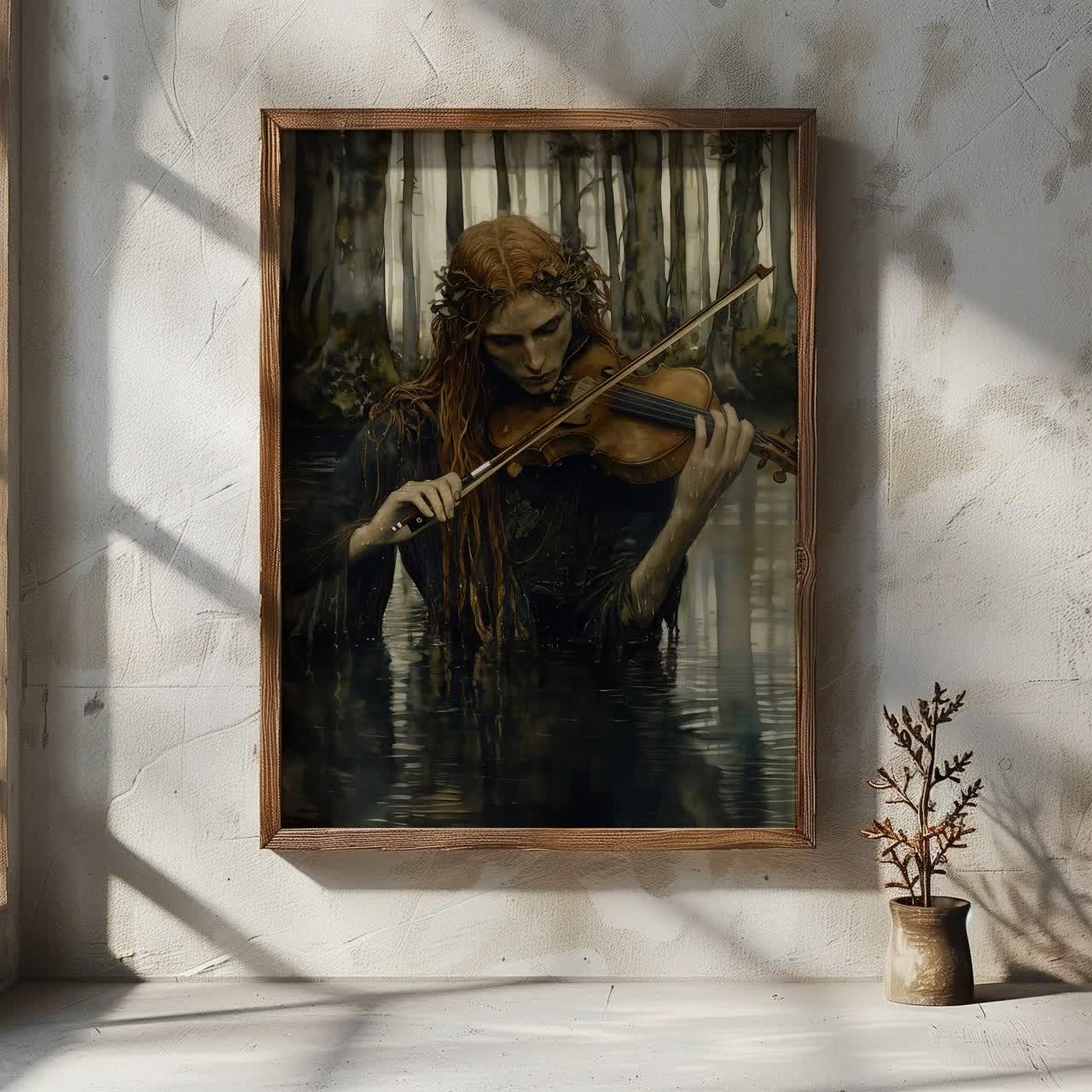 Näcken Playing Violin - Digital Art Printable, Scandinavian