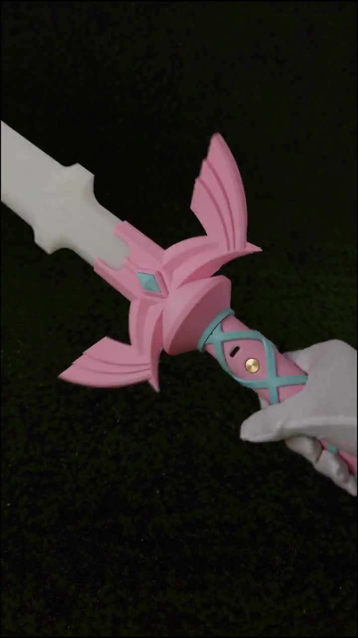 Réplica de juguete de espada maestra de Zelda rosa, decoración LED para juegos, BOTW TOTK, regalo para fanáticos, cosplay, gamer, decoración, brillo vibrante, regalo de cumpleaños para ella video poster