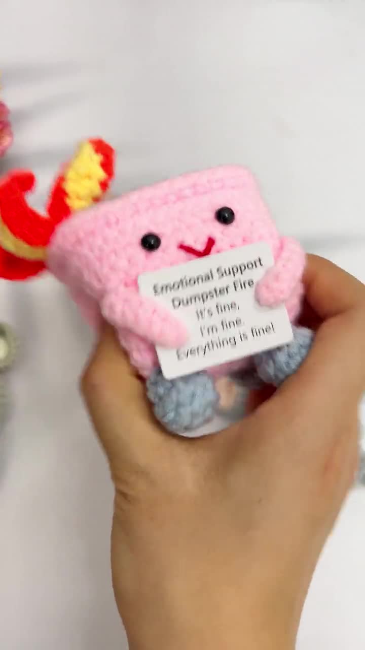 Crochet Elephant, Koala, Dumpster Fire Set: Handmade Desk Decor, Graduation Gift video poster