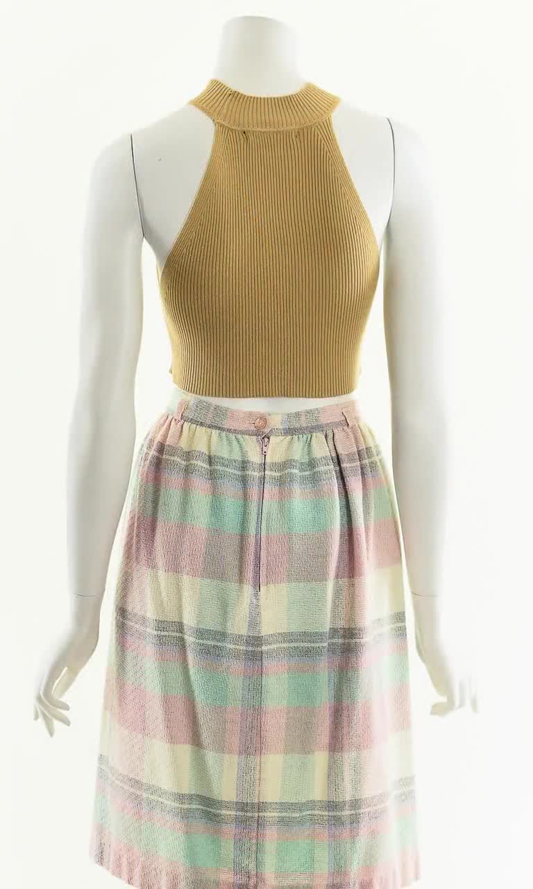 Pastel Rainbow Plaid Skirt