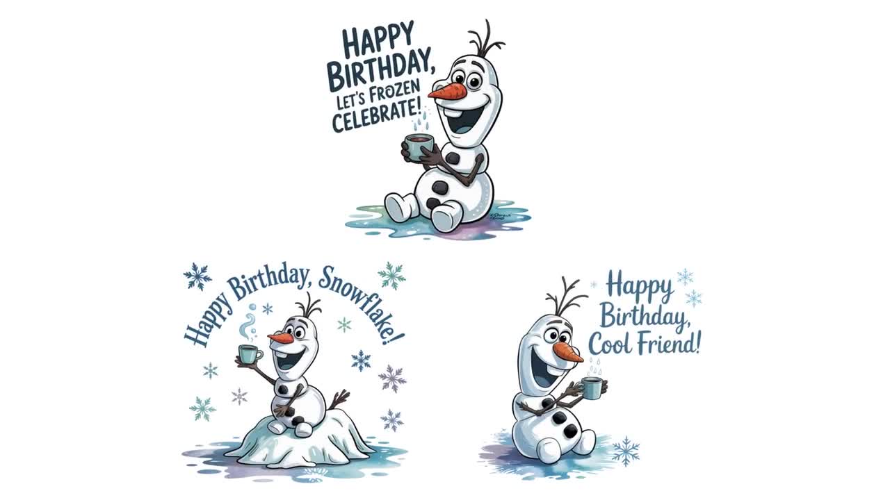 Olaf Birthday Coffee Png Bundle – Happy Birthday Snowflake Cool Friend Clipart – Frozen Snowman Mug Art – Digital Download video poster