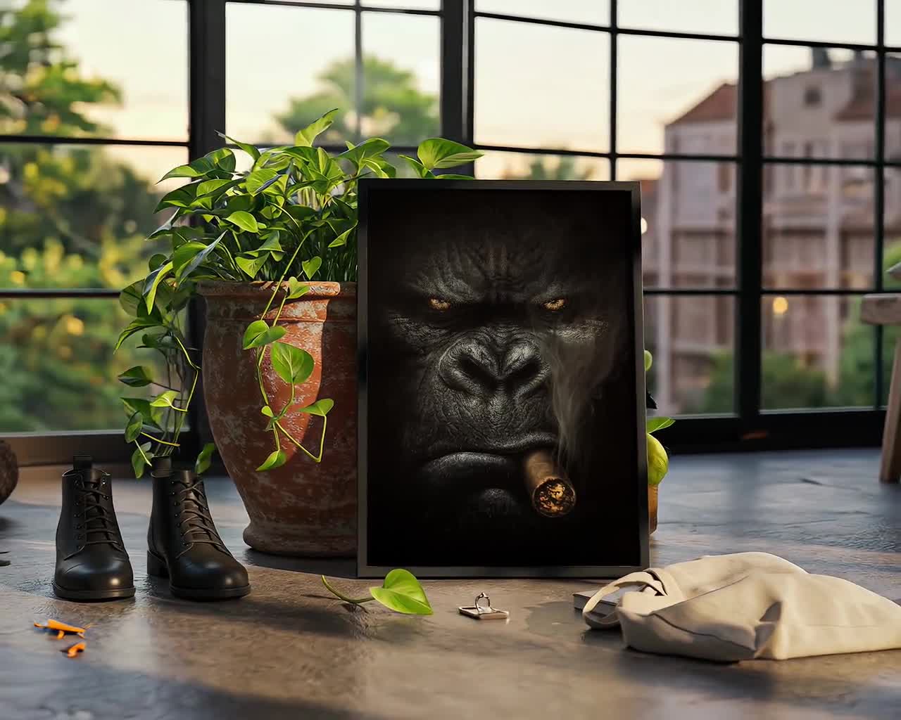 Mafia Style Gorilla Canvas Print: Humorous Gangster Wall Art