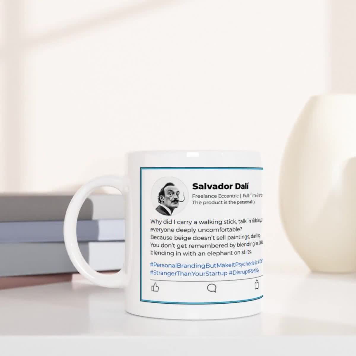 Mug Céramique Salvador Dali Parodie – Thème Réseaux Sociaux & Influenceurs – Neuf