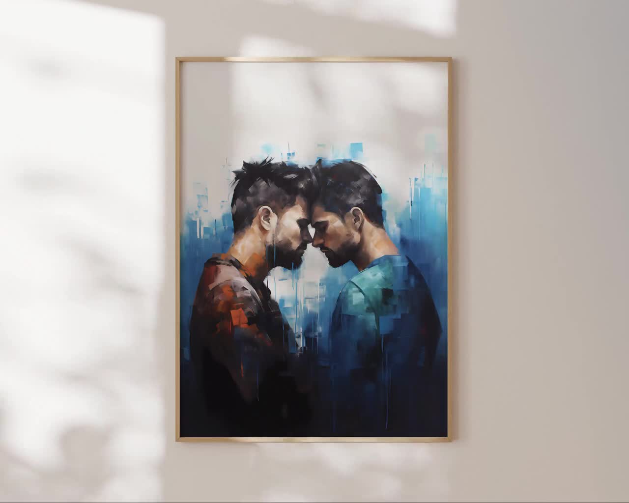 Gay Art, Gay Couple, Gay Print Poster, Home Decor Wall Art, Gay Painting,  Gay Gifts, LGBTQ+ Wall Poster | True Blue