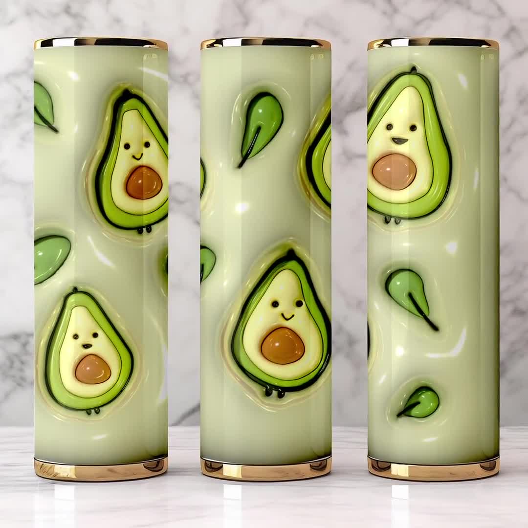 Avocado Puffy 3d Tumbler Design Skinny Sublimation Digital