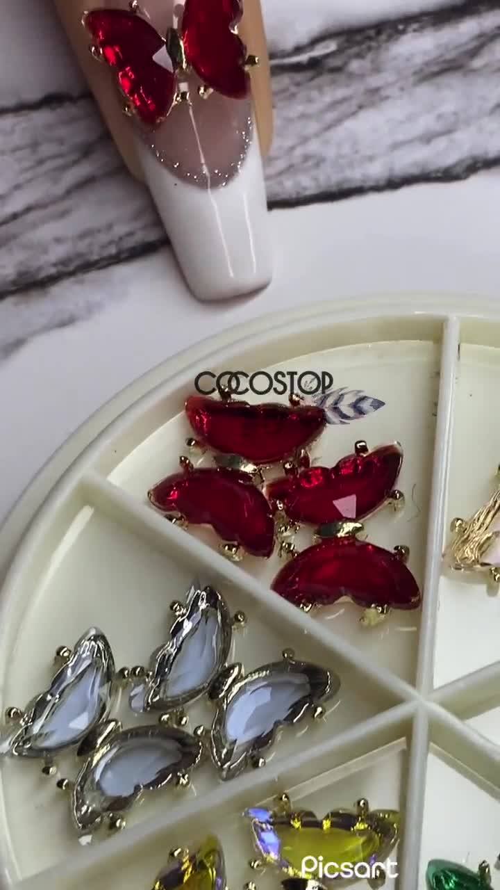 Large Butterfly Rhinestone Nail Charms - 5/10pcs