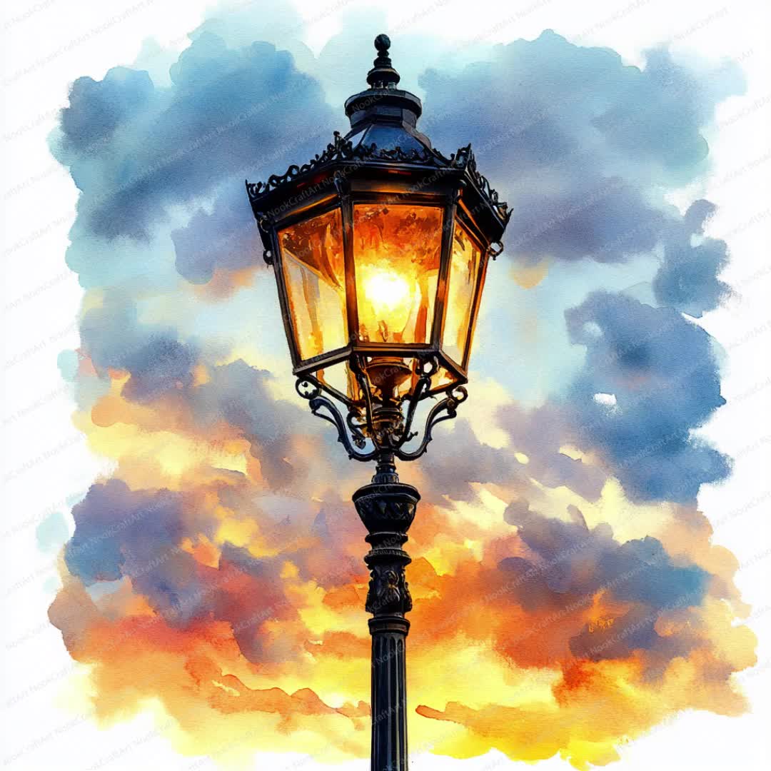 20 ビクトリア朝の街灯のクリップアート | ビンテージ ガス灯の