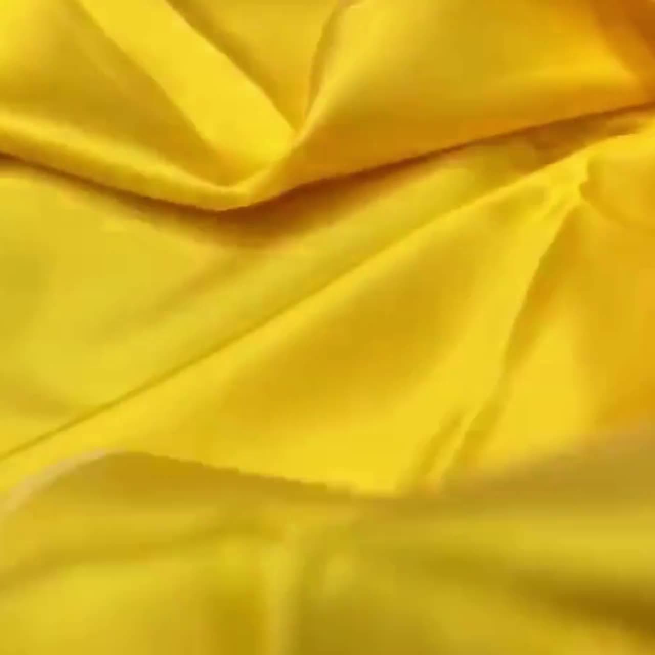PURE MULBERRY SILK Fabric by the Yard Yellow Satin Fabric Handmade