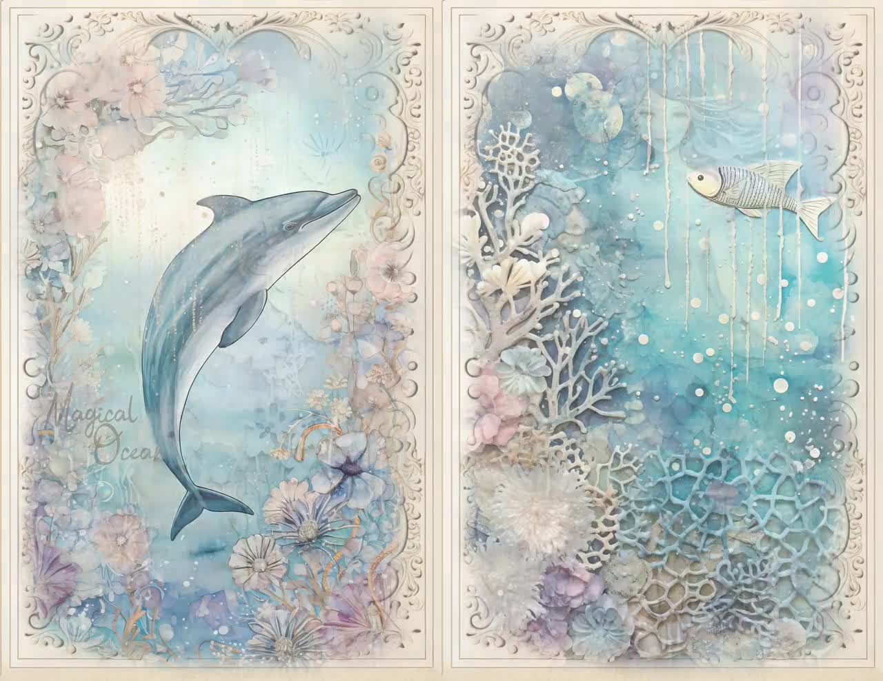 深海デジタルジャンクジャーナルキット、水中コラージュ印刷可能