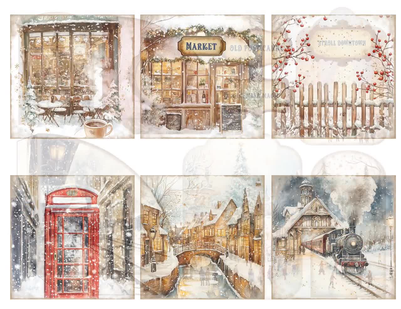 Winter City Junk Journal ADDON キット、ヴィンテージ エフェメラ