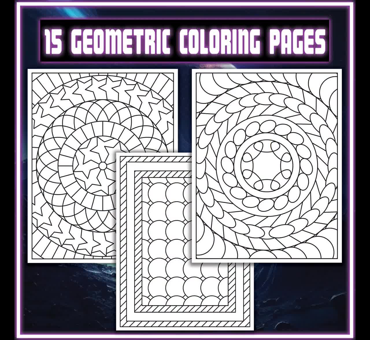15 Abstract Pattern Coloring Pages, Geometric Shapes and 3D Patterns  Coloring Book for Adults, Abstract Pattern Sheets. Digital Download 