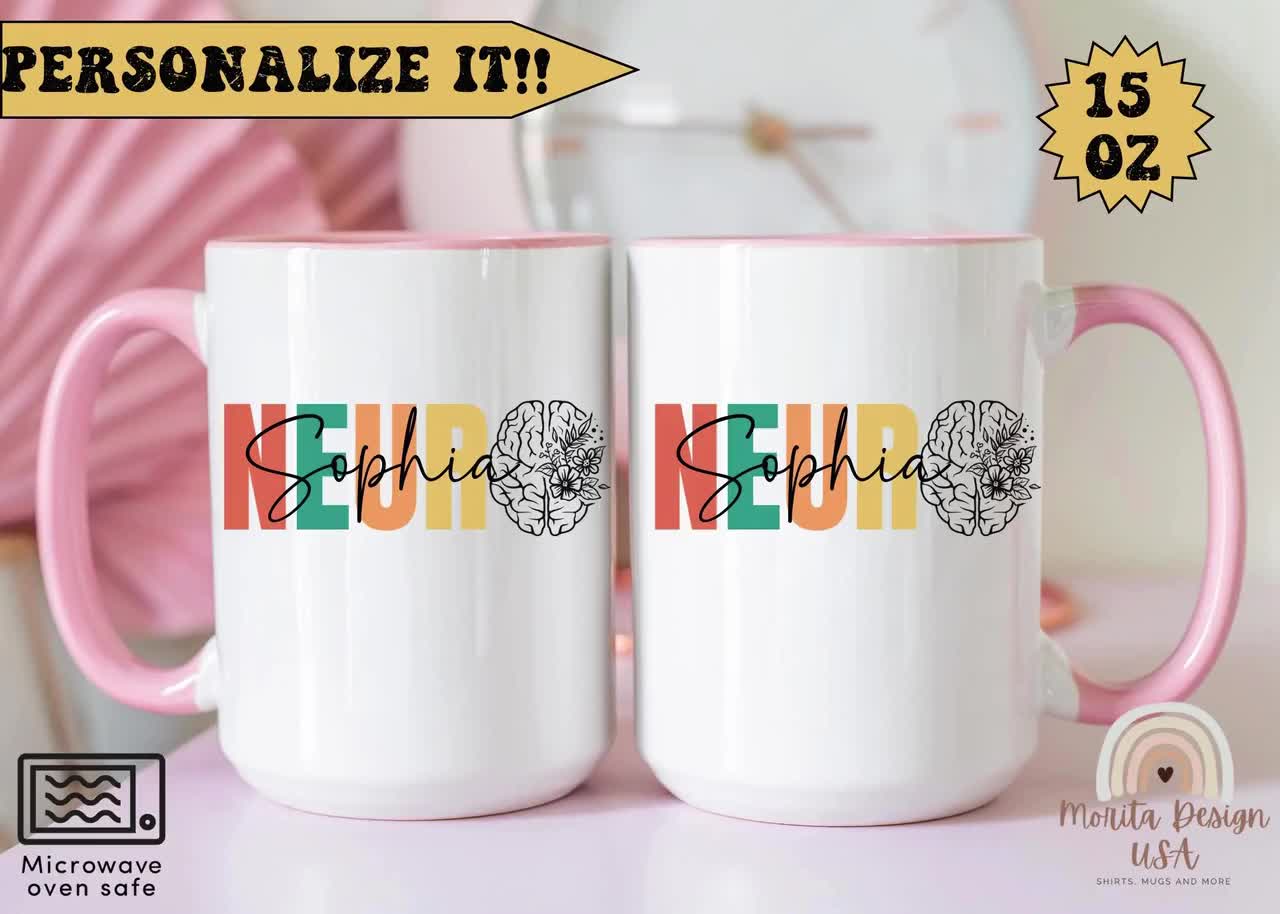 Personalized Neurologist Mug, Neuro RN Nurse Gift, Neurology Student Gift, Nursing School Mug, Brain Anatomy Mug, Student Doctor Mug. video poster