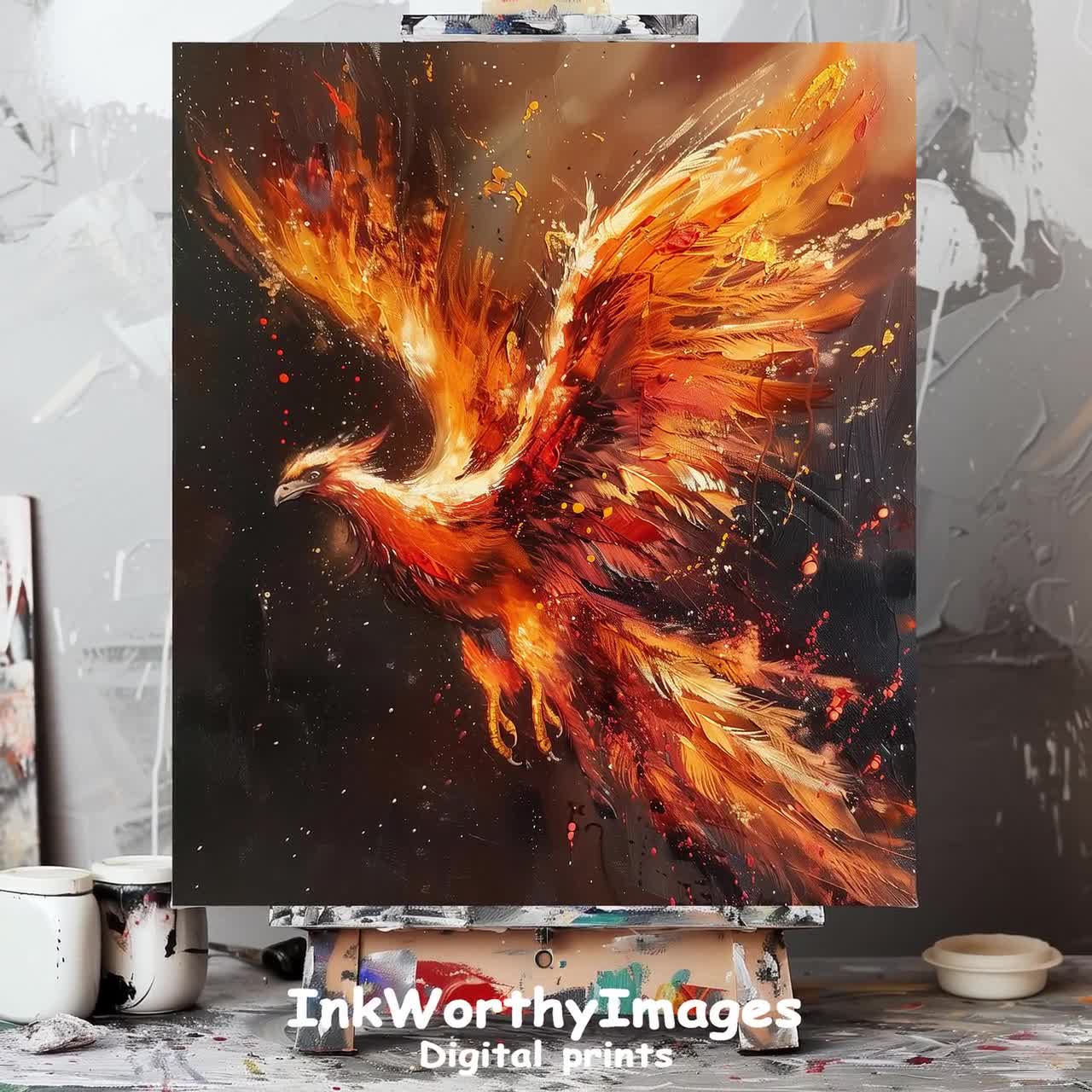 Phoenix hotsell print on canvas Phoenix painting Phoenix Wall Art Fiery Bird artwork Firebird original canvas artwork Phoenix art print