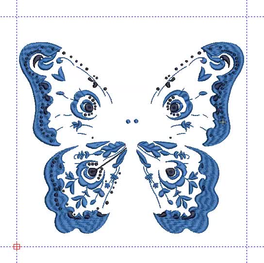 花柄バタフライシノワズリ刺繍、ブルーシノワズリバタフライマシン