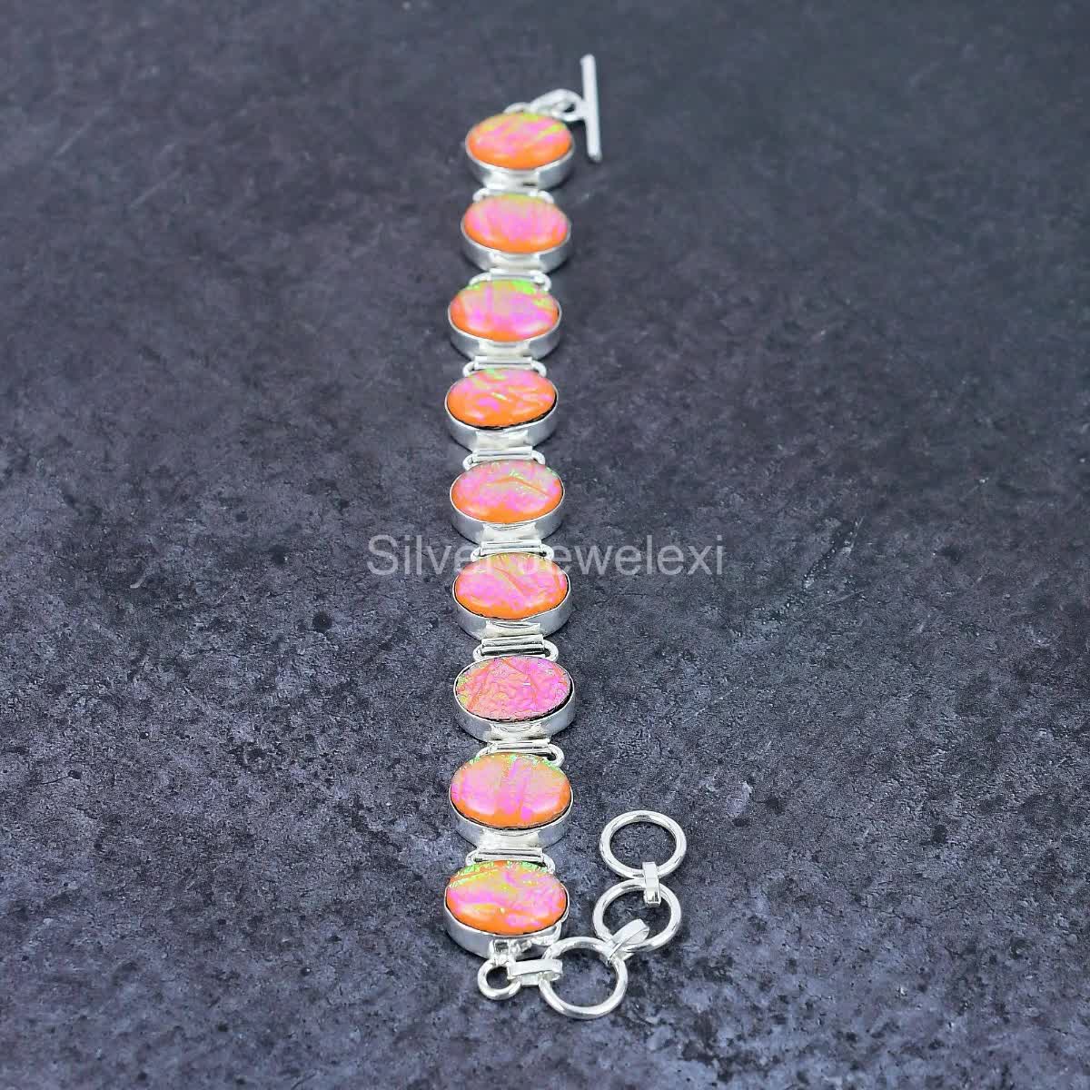 Bracciale In Opale Di Fuoco Grezzo E Argento 925 - Bracciali Opale - Foto 3