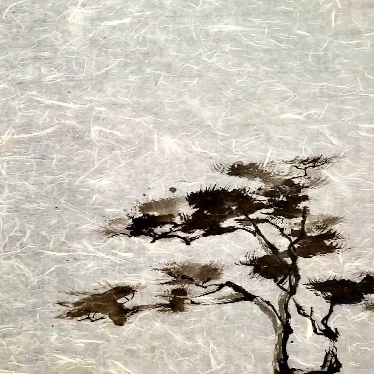 Japanese Sumie Ink Painting Set: Zen Landscape Art (14x18 Inch) - Etsy