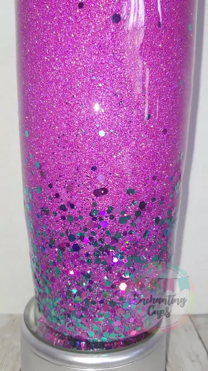 Teal Pink Purple faux glitter 20 oz tumbler – Fourteen Sixteen Designs