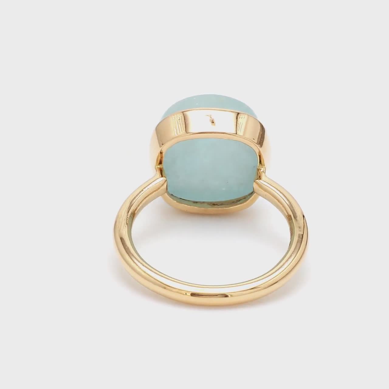 ご予約品　ポメラート　グリフチャーム　アクアマリン ミルキーアクアマリン カボションリング | 14Kゴールドベゼル