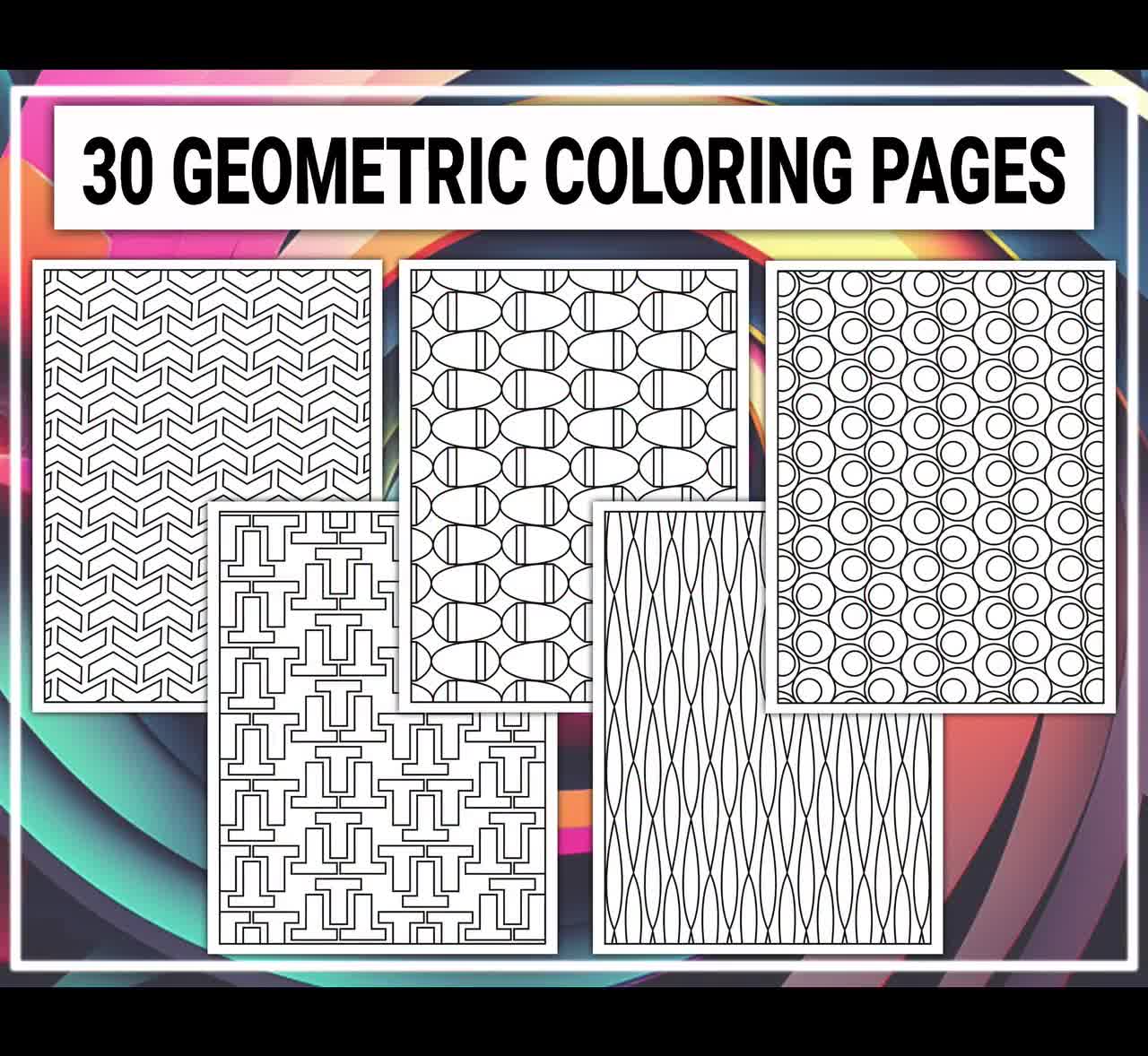 15 Abstract Pattern Coloring Pages, Geometric Shapes and 3D Patterns  Coloring Book for Adults, Abstract Pattern Sheets. Digital Download 