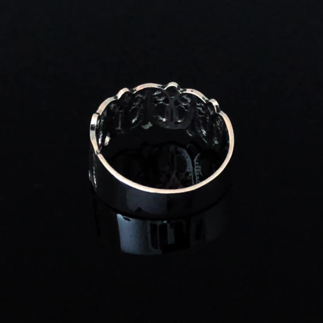 Silver Wide Filigree Floral Eternity Band Ring, 925 Sterling