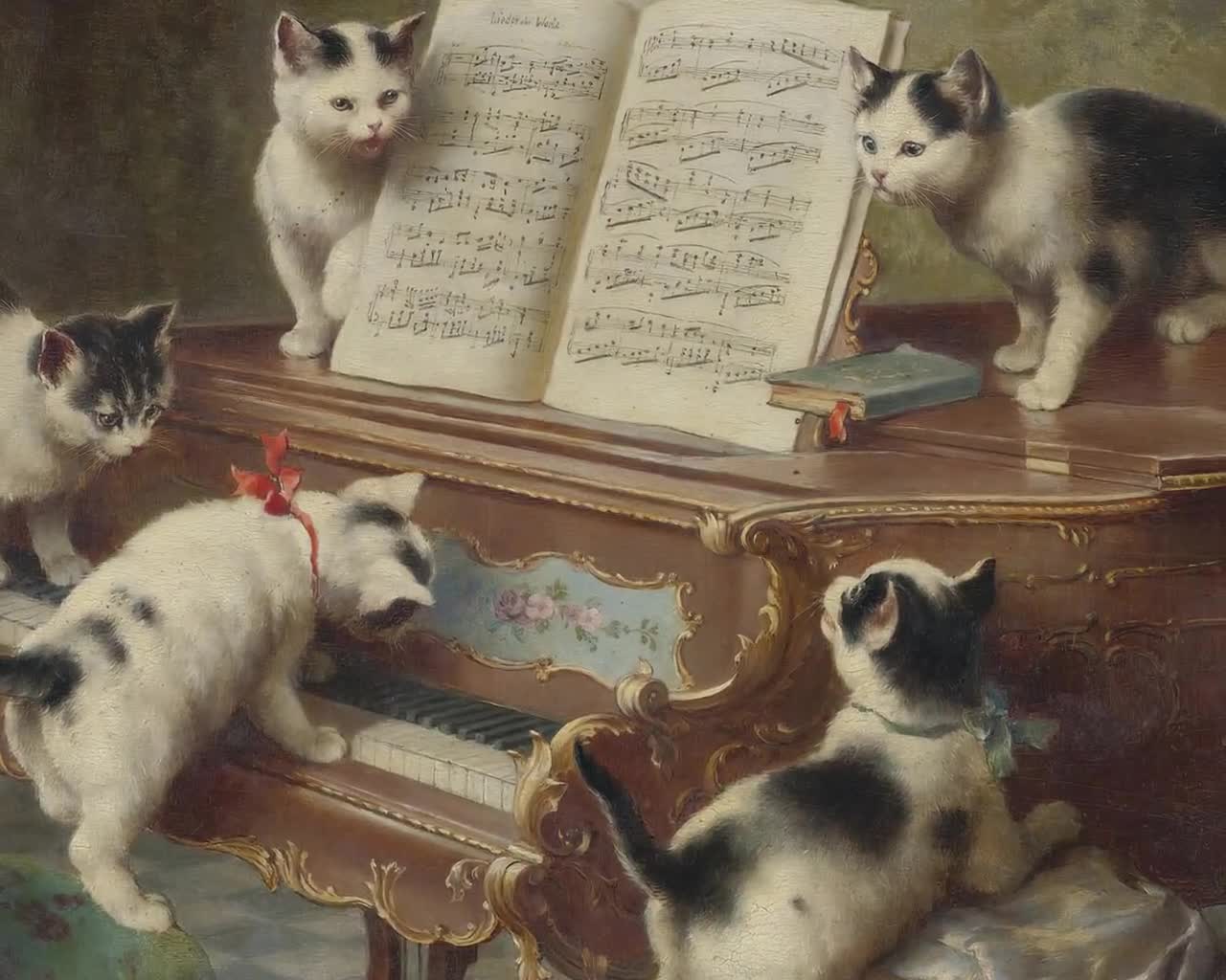 絵画 油絵風プリント アンティーク風 猫 2匹の猫、1894 | アートプリント