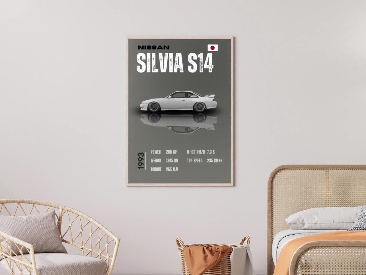 Nissan Silvia S14 Poster: Car Enthusiast Wall Art (digital