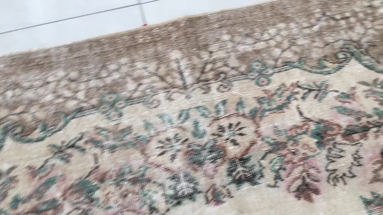 ビンテージ Oversize Rug, Large Size Rug, Oushak Rug, Vintage Rug, 6.3x10.2 Ft