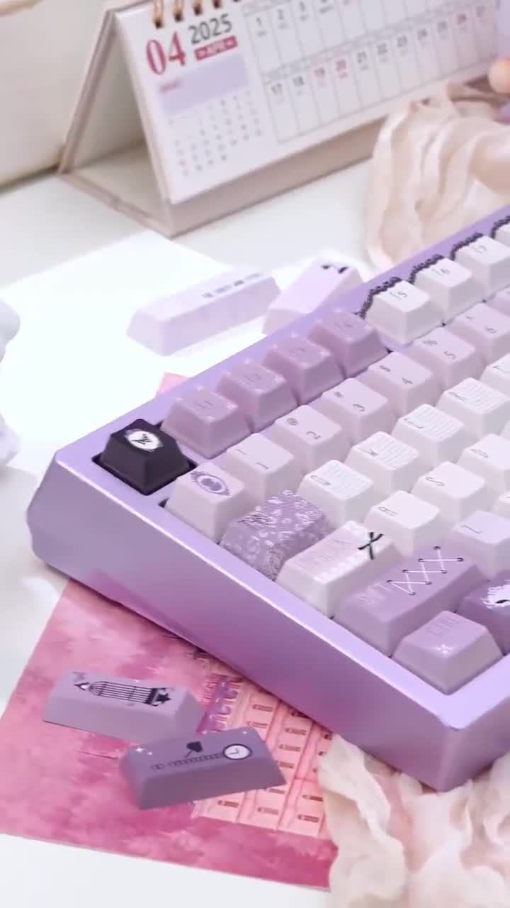 バイオレットテーマのクールなパープルキーキャップセット、メカニカル