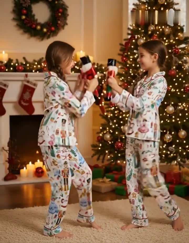 Easter Family Matching Satin Pajamas Bunny Carrot Print, Mommy and Me Pajama Set, Cute Easter PJs, Family Matching Sleepwear,Easter day Gift video poster