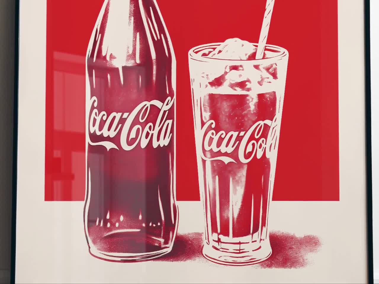 ヴィンテージ コカ・コーラ ポスター レトロ バープリント ミッド
