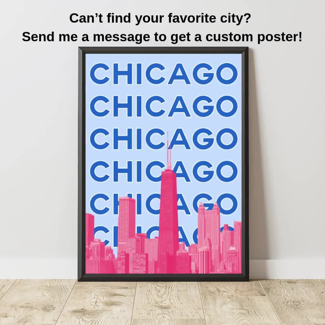 Póster de Bangkok, Arte mural del horizonte de Bangkok, Impresión de la ciudad de Tailandia, Póster estético de Bangkok en rosa y azul, Póster urbano moderno, Obra de arte de Bangkok video poster