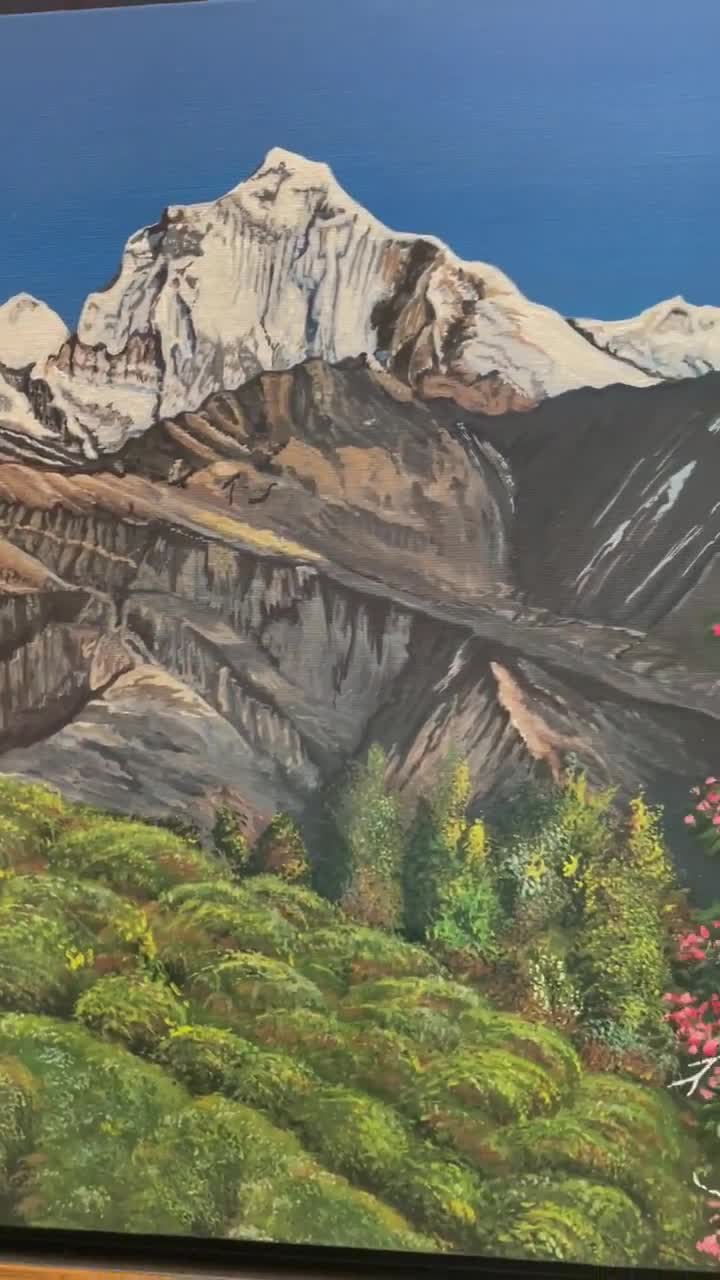 Mount Everest Painting Original Acrylic Mountain Landscape Art