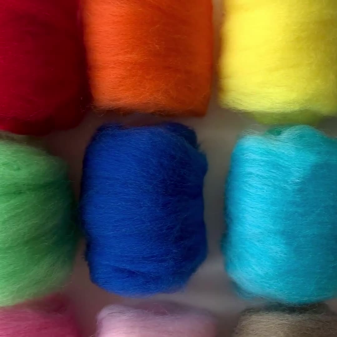 Felting Wool 12 Colors Set, Rainbow Colors, 120g/4.2 Oz, Needle Felting  Wool, Wool Roving for Felting, Felting Fiber, Merino Wool 