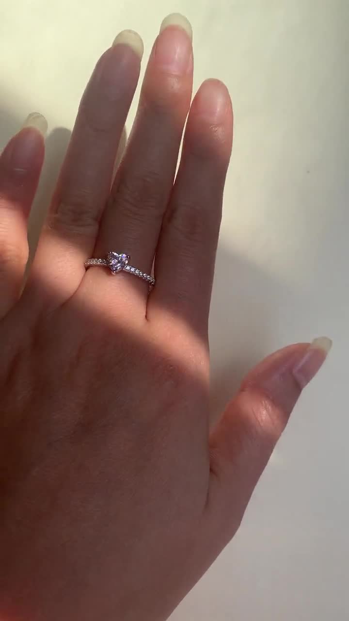 Heart Shaped CZ Engagement Ring Promise Ring Rose Gold Vermeil Joylene –  joylene