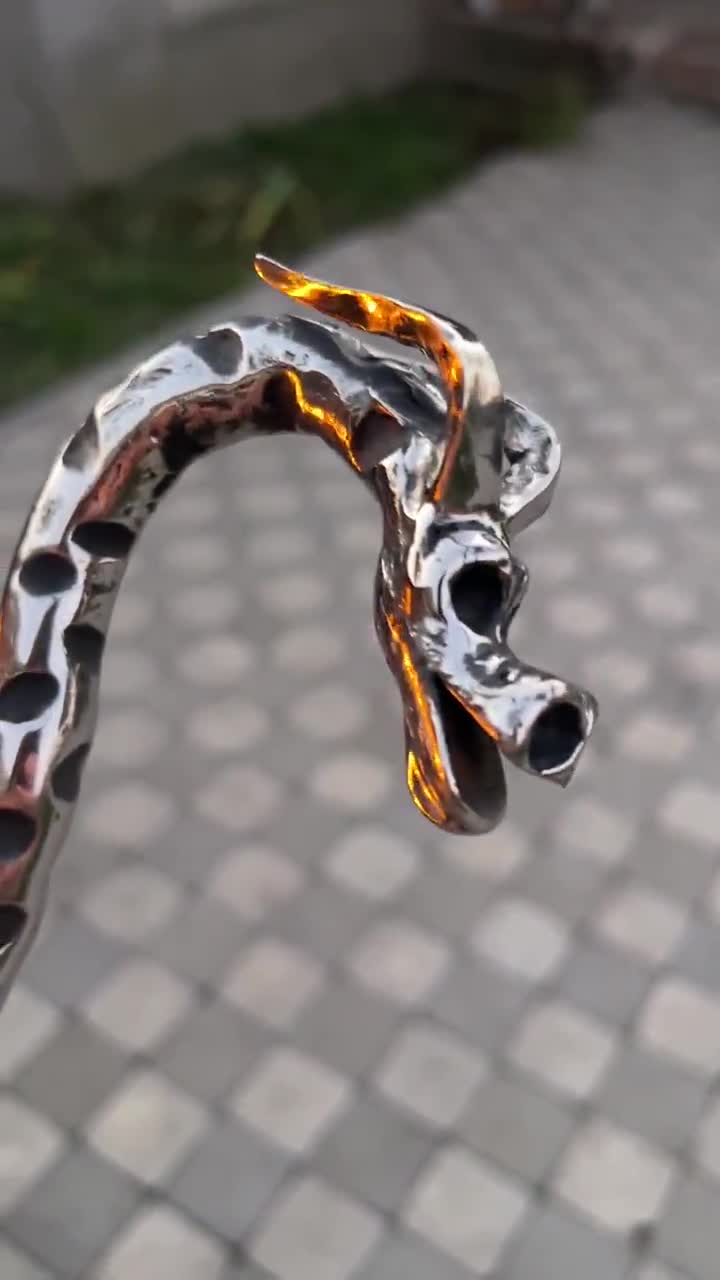 Stainless Dragon's Head Fire Poker, Medieval Handmade Fire Pit Tool, Blacksmith Forged Hearth Tool for Fireplace, Wood Stove, Campfire Gift video poster