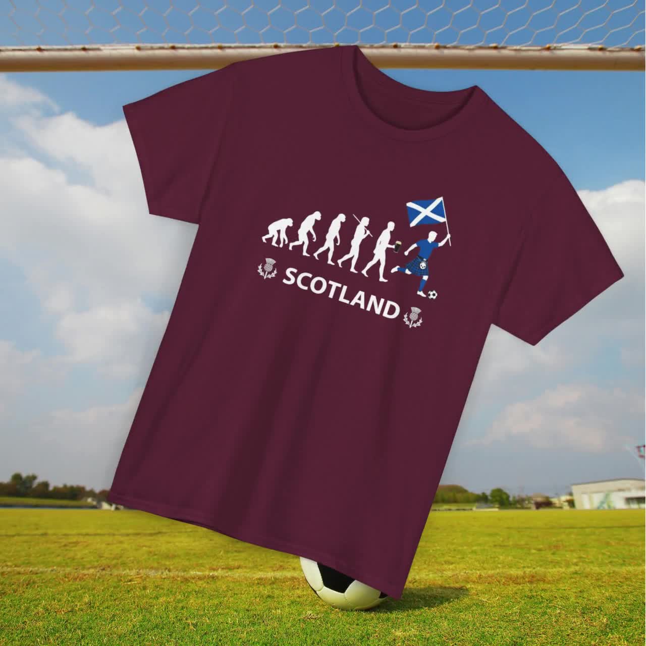 Camiseta de fútbol Scotland Evolution, camiseta de fan del Tartan Army, camiseta divertida de seguidor del fútbol escocés, idea de regalo para un fan escocés video poster