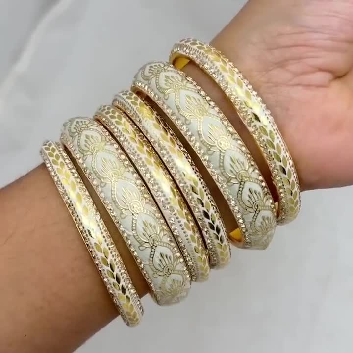 手描きインド製ラックバングル | ゴールデンカシミールバングル - Etsy