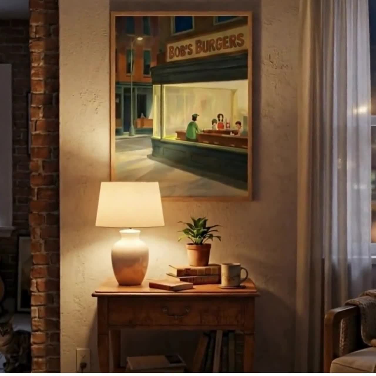 Retro Diner Pop Art Print , Edward Hopper Nighthawks Inspired Poster | Digital Download video poster